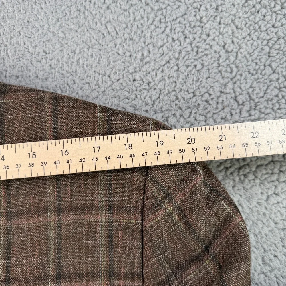 Brooks Brothers Sport Coat Mens 42L Brown Regent Plaid Wool Silk Linen E. Thomas